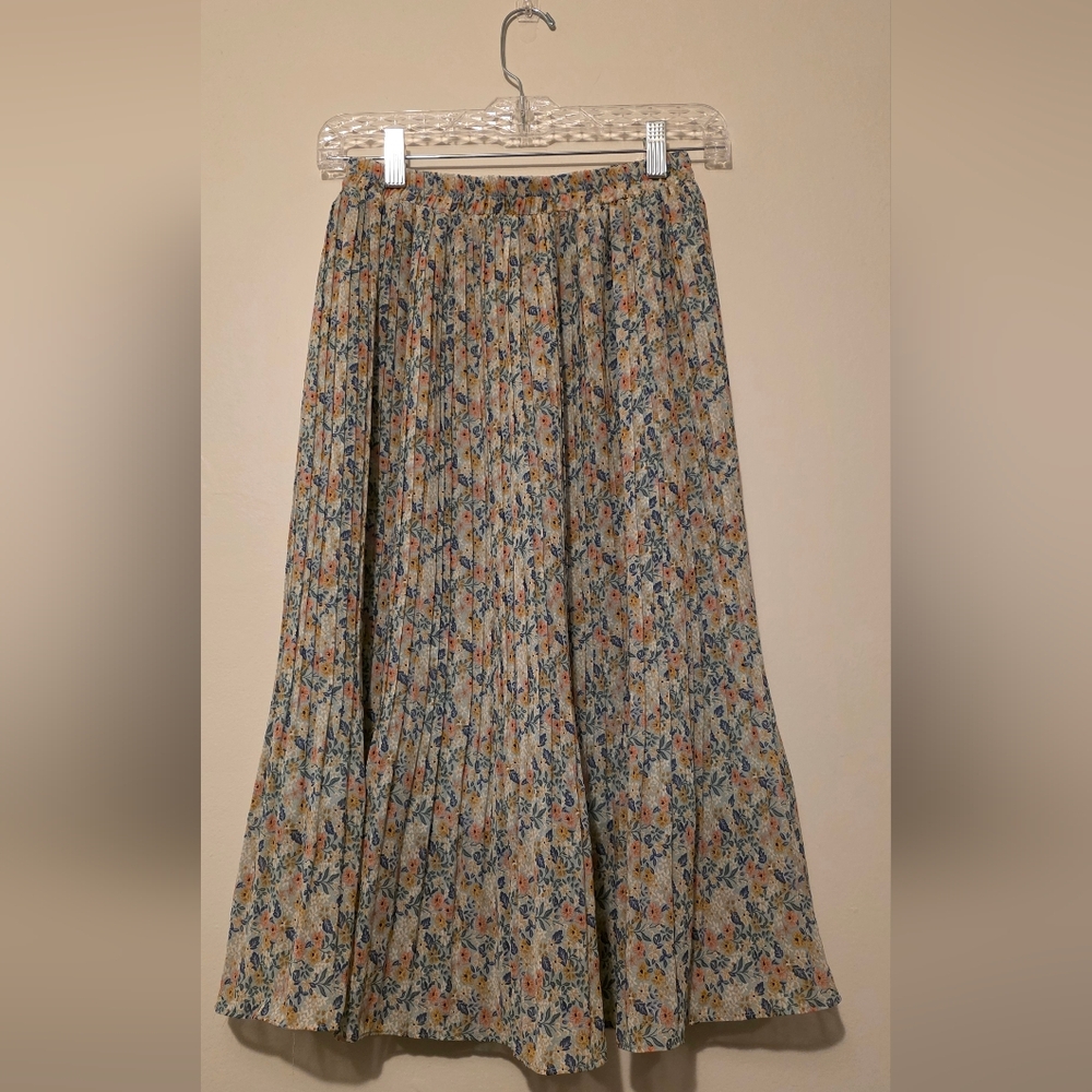 Mikarose Multicolor Floral A-Line Skirt, Pleated, Size Small - Picture 2 of 5